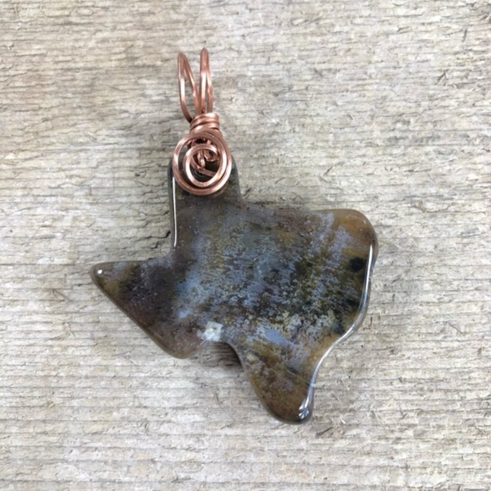 Natural Agate Stone Texas Necklace Pendant